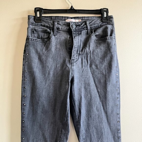 Levi's 721 10" High-Rise Skinny Jeans Dark Gray Wash Grey Raw Hem Jeans Size 29 - Picture 2 of 9